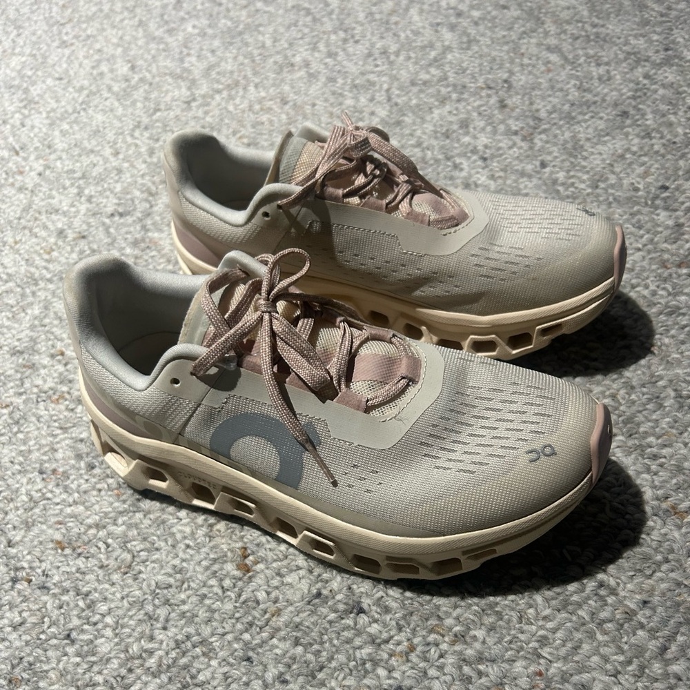 On Running Women's Cream and Pink Sneakers
